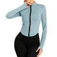 thumbnail image 1 of CILENON Jackets for Women Casual Women's Full Zipper Light Sportswear With Thumb Opening Walking Coat Cutting for Training and Yoga Coat (Blue,XXL), 1 of 5