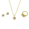 thumbnail image 1 of CILENON Jewelry Necklace Earrings Ring Diamond Three Piece Set Love Friendship Promise Eternal Ring Exquisite Rings Necklace Earrings Jewelry Set Diamond Zircon Chain Pendant (Gold,One Size), 1 of 6
