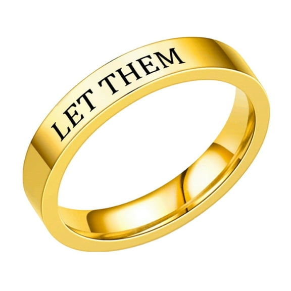 CILENON Let Them Ring Let Them Stainless Steel Engraved Ring To Sorority Sisters Best Friends Inspirational Friendship Ring Motivational Friendship Jewelry Gift (Gold,8)