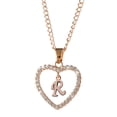 thumbnail image 1 of CILENON Letter Necklace 26 Letter Zircon Heart Necklace Jewelry Love Pendant Necklace (Rose Gold,R), 1 of 5