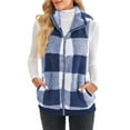 thumbnail image 1 of CILENON Long Cardigans for Women Trendy Womens Jacket Sleeveless Lightweight Plaid Vest Cozy Cardigan Zipper Warm Outwear With Pocket (Blue,XXL), 1 of 6