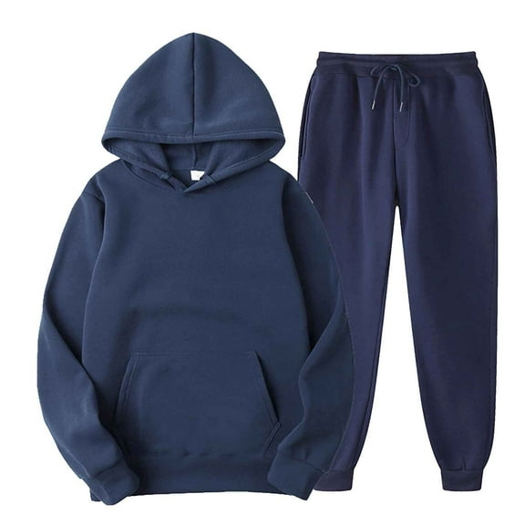CILENON Lounge Sets for Women Hoodie Sweatsuits 2 Piece Outfits 2024 Fall Drawstring Sweatshirt Jogger Sweatpants Tracksuit Sport Sets (Navy Blue,M)