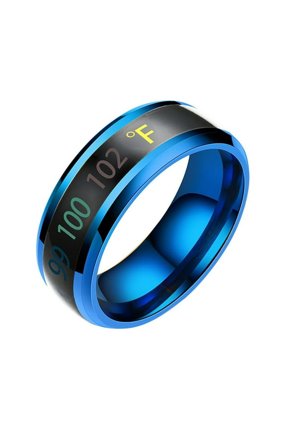 Love Ring Fashion Physical Intelligent Temperature Couple Ring Mood Display Ring Magic Stackable Rings Sterling Silver Rings Wedding Ring(Blue,10)