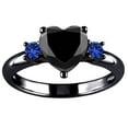 thumbnail image 1 of CILENON Love Ring Heart Ring Electroplating Black Hand Jewelry Stackable Rings Sterling Silver Rings Wedding Ring(Black,7), 1 of 6