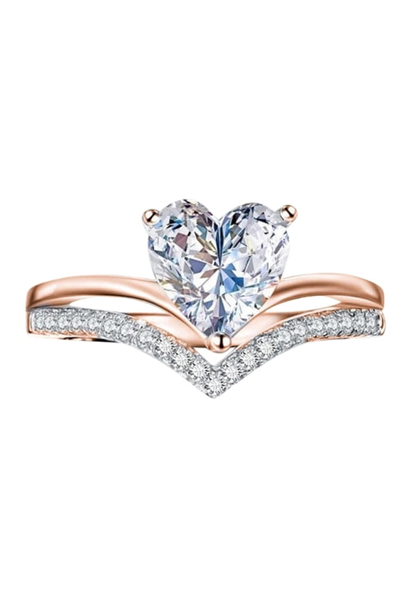 Love Shaped Big Rhinestone Ring Diamond Love Ring Elegant Geometry Rhinestone Ring Full Diamond Rings For Women Size 5 11 9