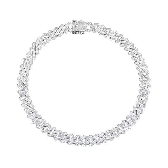 CILENON Mens Cuban Link Chain Necklace Silver 12Mm Diamond Prong Cuban Chain 18Inch Length Hip Hop Jewely With Gift Box(Silver 20) One Size