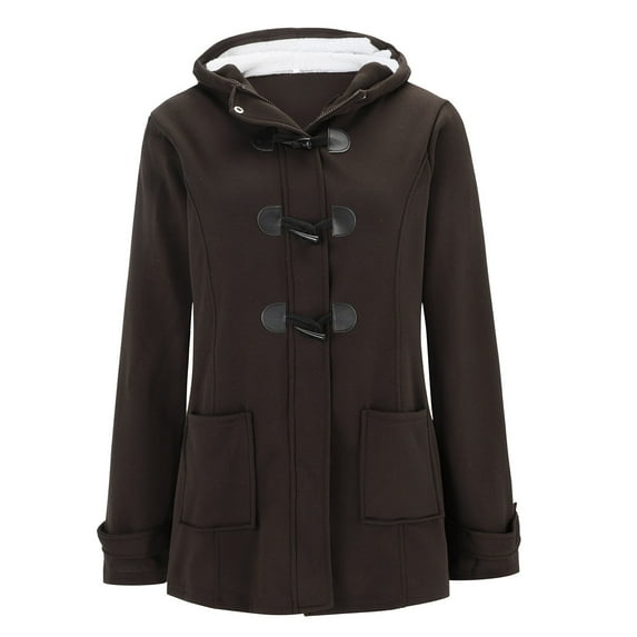 CILENON New Year Gift Winter Coats for Women Warm Sherpa Lined Thick Parkas Jacket Windproof Outerwear With Fur Hood Plus Size Puffer Jacket Fall Jackets(Coffee,S)