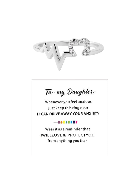 Non Tarnish Gold Rings To My Daughter Wave Minority Love Women Fashion Silver Ring Ring Card Rings for Women Rubber Rings Women Silver Ring Ring Set(Silver,8)