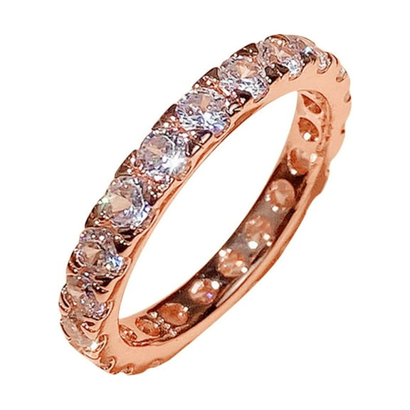 CILENON Non Tarnish Gold Rings Rose Gold Women Fashion Trend Single Full Diamond Zircon Ring Ladies Jewelry Diamond Rings for Women Size 6 10 Rubber Rings Women Silver Ring Ring Set(Rose Gold,9)