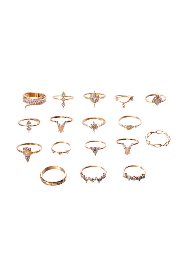 Non Tarnish Gold Rings Set Diamond Party Decoration 17 Jewelry Ring Ring Jewelry Boho Rings Rubber Rings Women Silver Ring Ring Set(A,One Size)