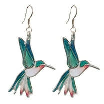 CILENON Pearl Hummingbird Earrings Oil Drop Enamel Multicolor Hummingbird Earrings Female Jewelry (Silver,A)