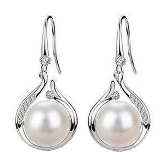 CILENON Pearl Necklace And Earring Set For Women - 925 Sterling Silver Infinity/Bow Tie Pearl Set Jewelry Rhodium/Gold Plated Anniversary Birthday Gifts Bridal Wedding Jewelry Set(A,One Size)