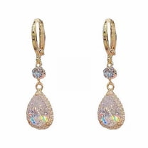 CILENON Pearl Super Flash Zircon Water Drop Earrings Exquisite Crystal Zircon Earrings 2022 Earrings All Earrings (Gold,One Size)