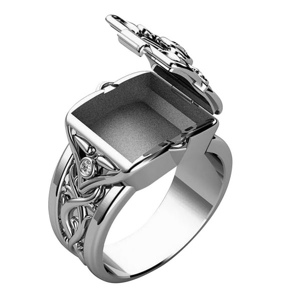 CILENON Personality Rings Open Top Men'S And Women'S Rings Popular Couple Rings Valentine'S Day Gifts (Silver,10)