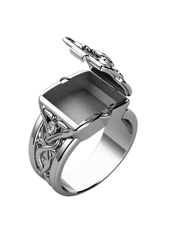 Personality Rings Open Top Men'S And Women'S Rings Popular Couple Rings Valentine'S Day Gifts (Silver,10)