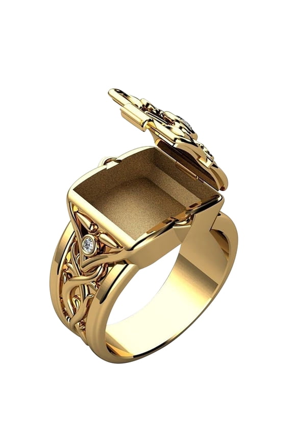 Personality Rings Open Top Men'S And Women'S Rings Popular Couple Rings Valentine'S Day Gifts (Gold,7)