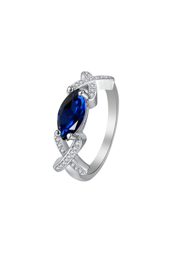 Pinky Ring Ladies Fashion Rings Inlaid Zircon Personalized Fashion Combinations Crystal Horse Eye Diamond Rings Stainless Steel Rings for Women Costume Jewelry for Women Love Ring(Blue,10)