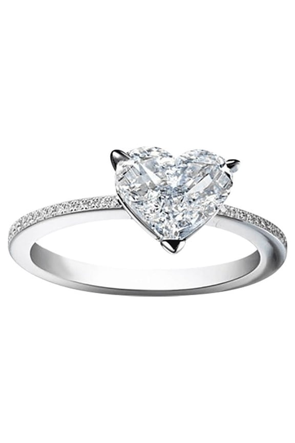 Pinky Ring Personalized Metal Full Diamond Microinlaid Zircon Female Ring Jewelry Gift Stainless Steel Rings for Women Costume Jewelry for Women Love Ring(Silver,8)