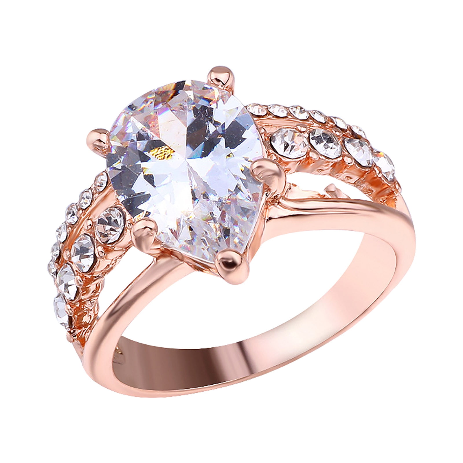CILENON Pinky Ring Women Diamond Oval Super Sparkling Zirconia Ring ...