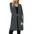 thumbnail image 1 of CILENON Plus Size Cardigan Cardigan for Women Casual Women Lightweight Open Front Cardigan Solid Soft Long Sleeve Sweater With Pockets (Dark Gray,XXL), 1 of 6