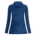 thumbnail image 1 of CILENON Plus Size Tops Women Within Women's Long Sleeve Breathable V Neck Tennis Running Shirt Zipper Workout Tops Athletic Hiking Running Top (Blue2,M), 1 of 4