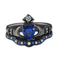 thumbnail image 1 of CILENON Popular Lady Holds Sapphire Heart Shaped Crown Rings Jewelry Accessory Gifts Size 5 To 12 (Blue,10), 1 of 5