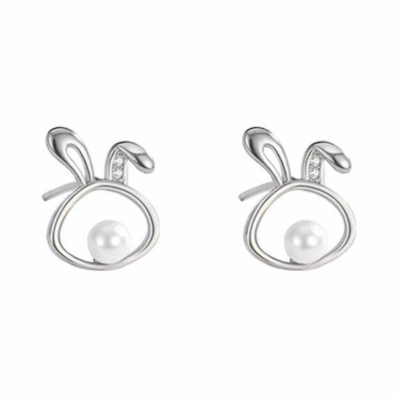 CILENON Rabbit Year Necklace Women'S Fashion Necklace Imitation Pearl Rabbit Pendant Earnail Ring Bracelet (GD8,One Size)