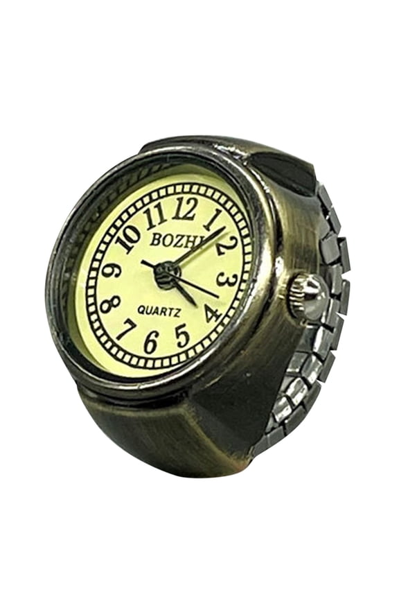 Real Watch Ring To Tell Time Vintage Watch Clock Ring Round Chunky Ring Silver Adjustable Ring Fashion Watch Jewelry (B,One Size)