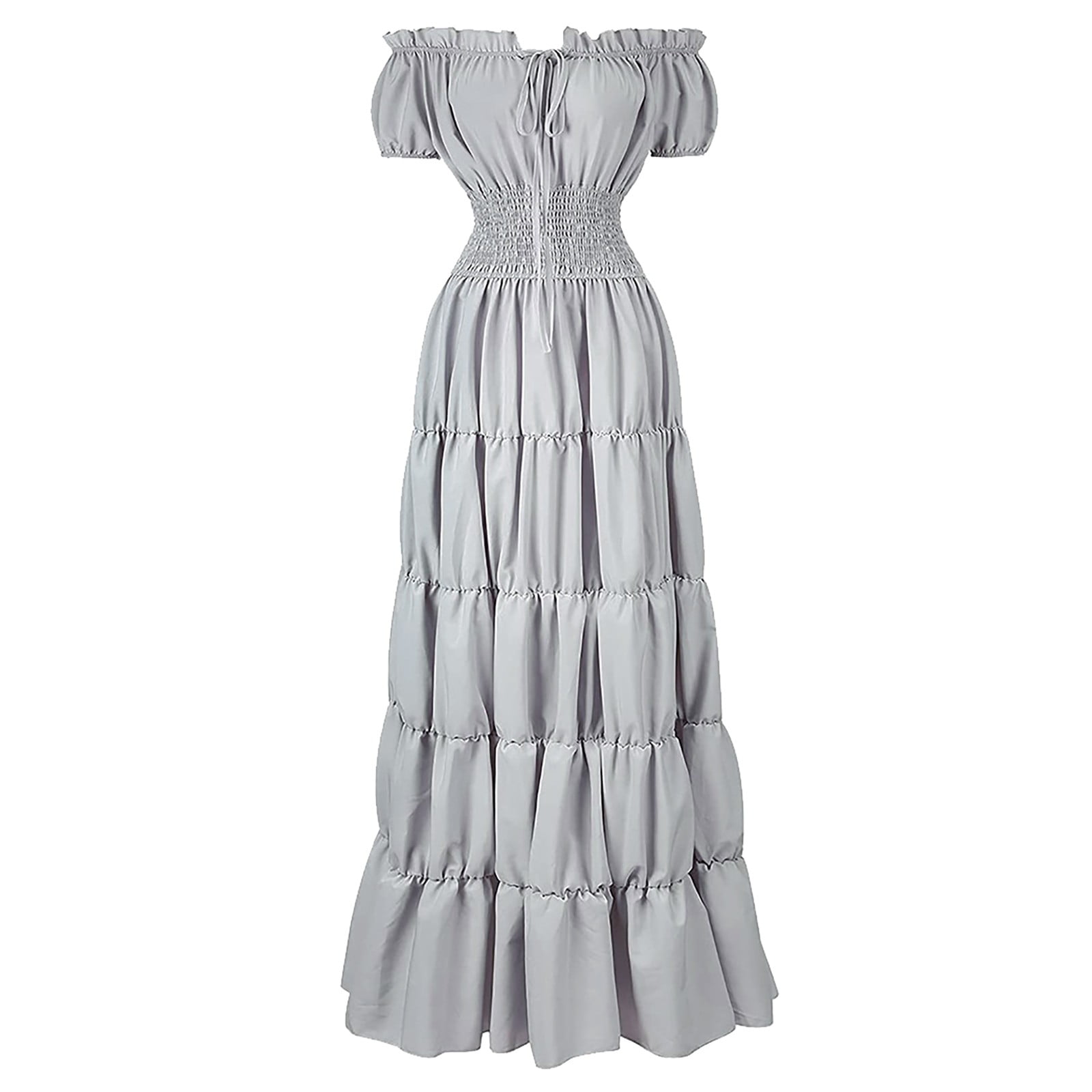 renaissance homecoming dresses CILENON Costume Women Medieval Chemise Dress Peasant Tops Irish Under Dress Flowy Formal Dresses for Women(Grey,XL) renaissance prom theme