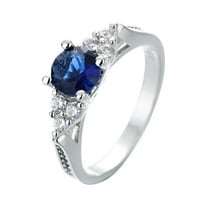 CILENON Ring Set Four Claws Sapphire Zircon Elegant Rhinestone Ring Sapphire Jewellery Rings Women Fashion Full Diamond Zircon Rings for Women Size 6 10 Chunky Gold Rings Ring for Women (Blue,9)