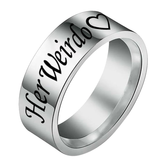 CILENON Ring Set Simple Titanium Steel Ring Women's Ring Cartoon Cute Jewelry Ring Chunky Gold Rings Ring for Women Rose Gold Ring(Silver2,6)