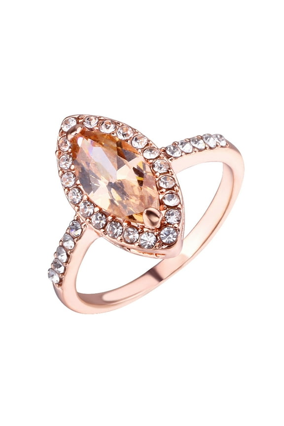 Ring Set for Women Champagne Diamond Ring Elegant Rhinestone Ring Rose Gold Jewellery Rings Women Fashion Full Diamond Zircon Rings for Women Size 6 10 Anillos Para Mujer (Rose Gold,6)