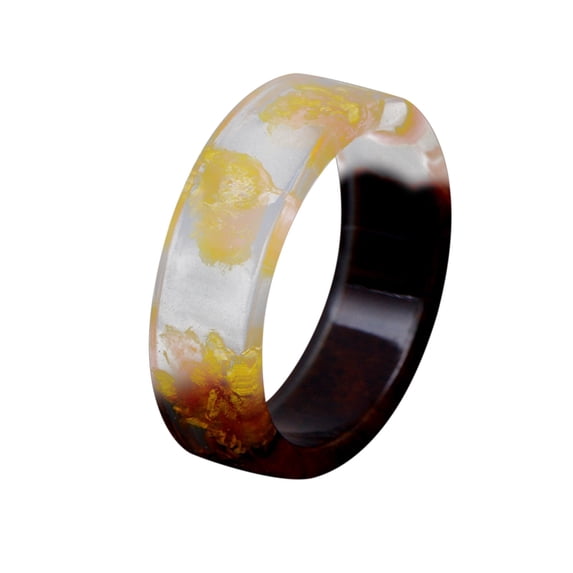 CILENON Rings for Women Non Tarnish Resin Ring Beautiful Flower Resin Rings Gift for Women And Men Fashion Jewelry Special Gifts Pinky Ring Stainless Steel Rings for Women (L,One Size)