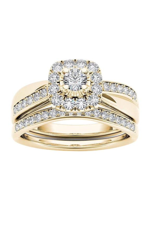 Rings for Women Sterling Silver Couple Rings Gold-Plated Inlaid Zircon Ring Classic Jewelry Rings for Women Non Tarnish Pinky Ring Stainless Steel Rings for Women(I,8)