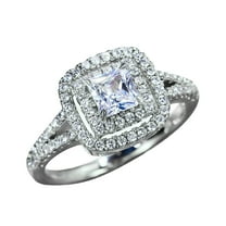 CILENON Rings for Women Sterling Silver Fashion Women's Square Zirconia Full Bling Diamond Engagement Wedding Ring Rings for Women Non Tarnish Pinky Ring Stainless Steel Rings for Women(Silver,6)