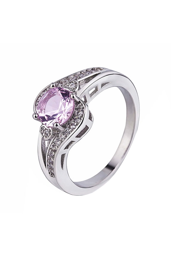 Rings for Women Sterling Silver Ring Jewelry Gold Plated Color Love Ring Simple Round Stone Ring Rings for Women Non Tarnish Pinky Ring Stainless Steel Rings for Women(Pink,8)