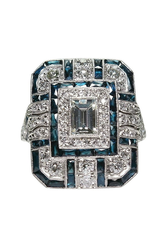 Rose Gold Ring Luxury Full Diamond Pear Shape Ring Jewelry Birthday Proposal Bridal Engagement Party Ring Gold Wedding Bands for Women Spinelli Ring Stackable Rings for Women(Blue,7)