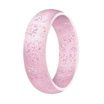 CILENON Silicone Ring 5.7Mm Wide Ring Yoga Ring Sports Ring Pearl Bright Silicone Ring Series (Pink,A2)