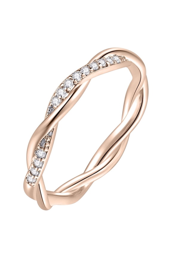 New Year Silver Birthstone Rings For Women Diamond Cubic Zirconia Ring Promise Rings For Couples Mothers Birthday Gift For Mom Dainty(Rose Gold,7)