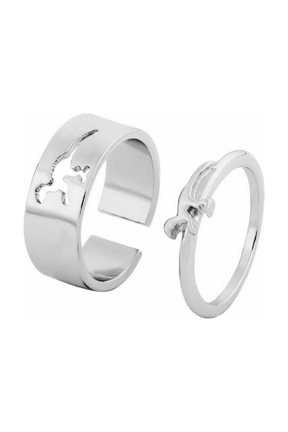 Silver Ring Fashion Engagement And Couple Ring Hollow Dinosaur Creative Rings Ring Set Chunky Gold Rings Ring for Women(Silver,One Size)
