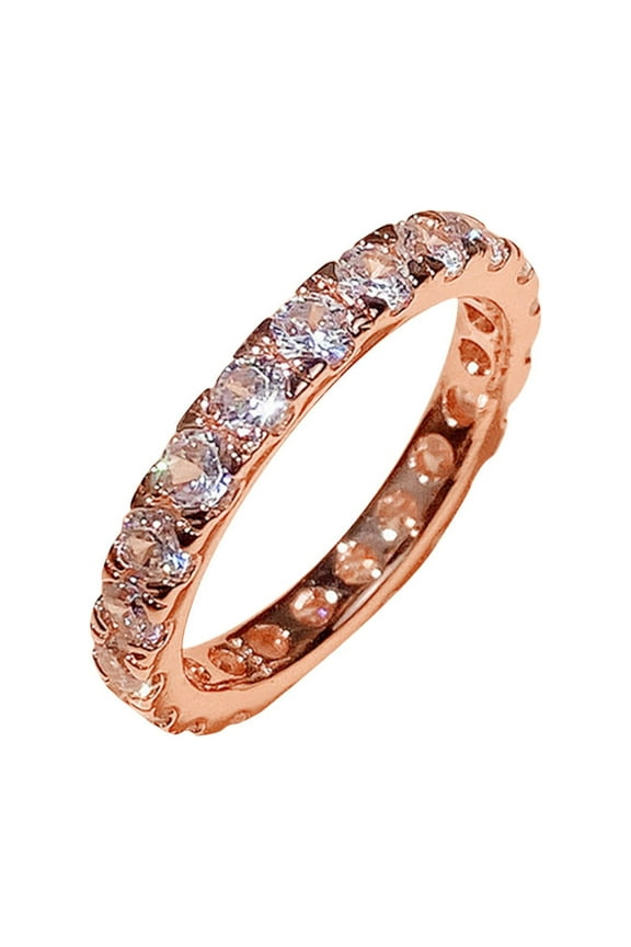 Silver Ring Rose Gold Women Fashion Trend Single Full Diamond Zircon Ring Ladies Jewelry Diamond Rings for Women Size 6 10 Ring Set Chunky Gold Rings Ring for Women(Rose Gold,7)