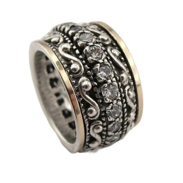 CILENON Silver Ring Vintage Ethnic Carved Gemstone Ring Exaggerated Index Finger Ring Ring Decoration Ring Set Chunky Gold Rings Ring for Women(Silver,10)