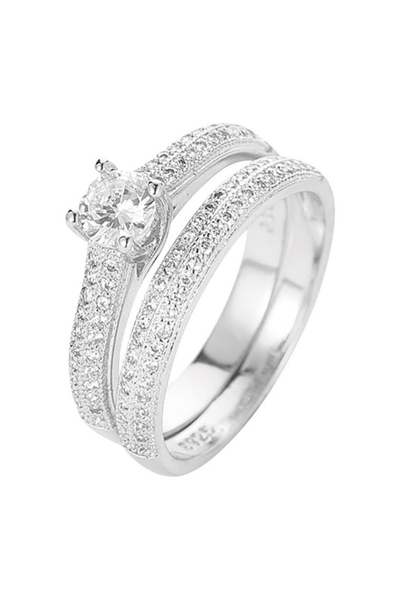 Silver Rings for Women Couple's Rings With Diamonds for Women Fashion Jewelry Popular Accessories Gold Jewelry Engagement Rings for Women Silver Rings(Silver,6)