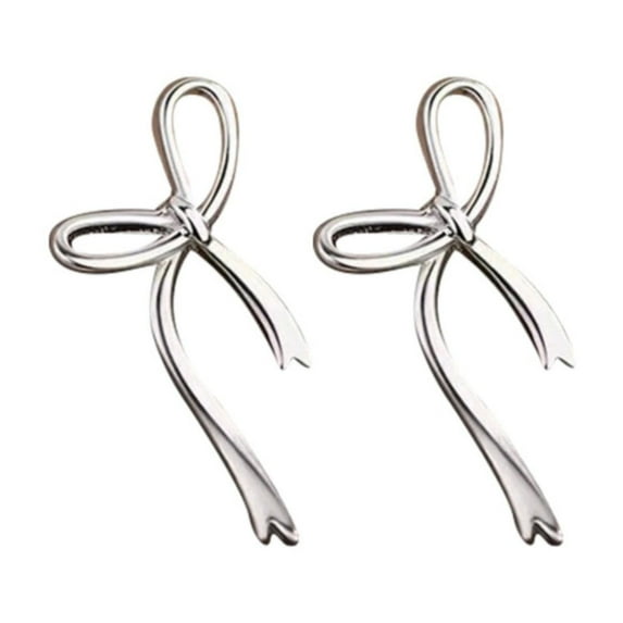 CILENON Small 925 Sterling Silver Women'S Bow Earrings Bow Hanging Earrings (Silver,One Size)