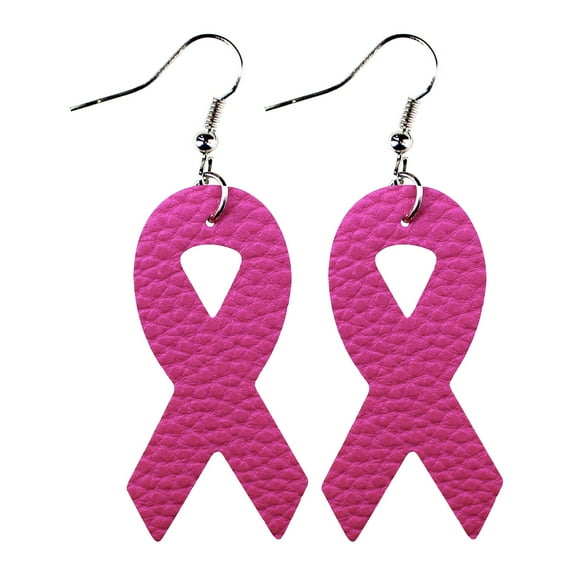 CILENON Small Breast Women'S Health Awareness Pink Ribbon Leather Earrings Pink Earrings Earrings Bowknot Earrings (B,One Size)