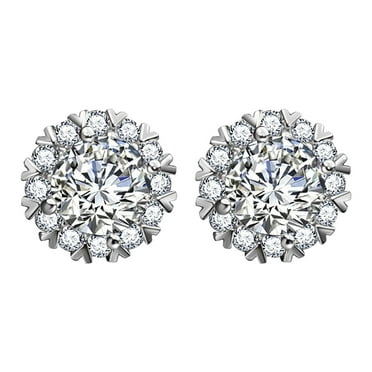 CILENON Small Full Diamond Stud Earrings Simple And Versatile Earrings For Women Perfect Earrings Wedding For Any Occasion (Silver,One Size)