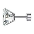 thumbnail image 1 of CILENON Small Stainless Steel Ear Stud Square Ear Stud Screw Ball Round Cake Zircon Ear Stud (F,One Size), 1 of 4