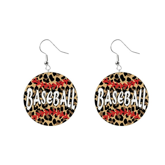 CILENON Small Women'S Sports Fans Baseball Leather Earrings Artificial Leather Pendant Earrings Football Basketball Earrings Sparkling Softball Football Mom Earrings (K,One Size)