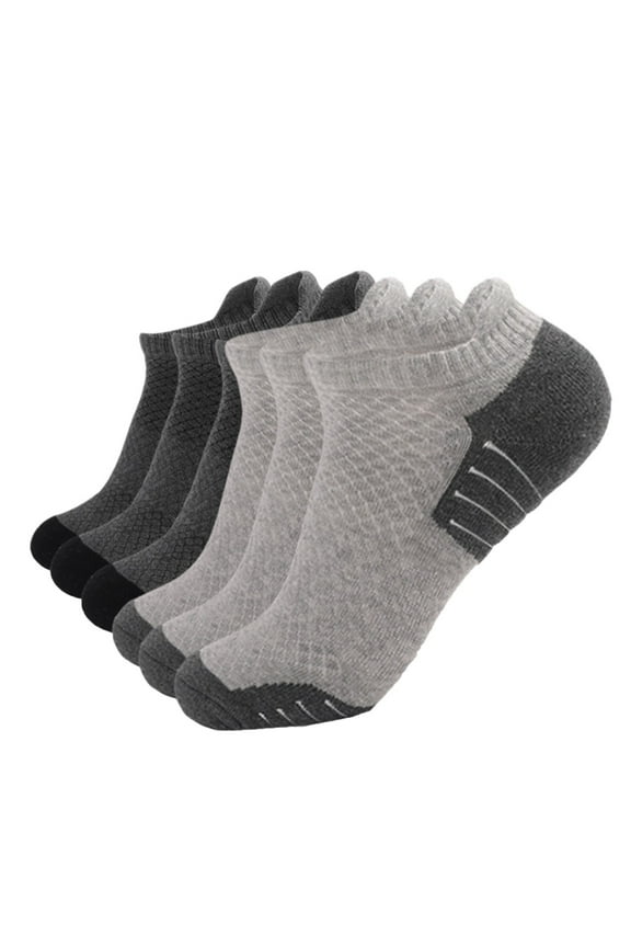 Sock Slippers Men and Women Athletic Running Socks 6 Pairs Breathable Low Cut Sports Socks With Cushioning Ankle Socks(Beige,XL)
