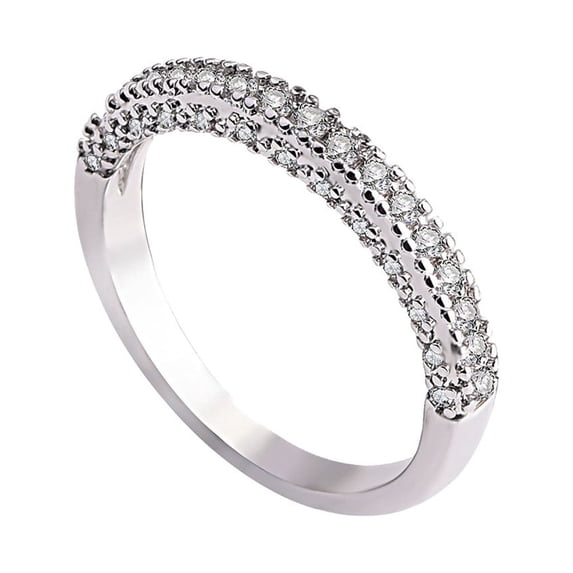 CILENON Spinelli Ring Fashion Trend Rose Gold Full Diamond Zircon Ring Ladies Jewelry Stackable Rings for Women Wedding Band Gold Rings That Don'T Tarnish(Silver,6)